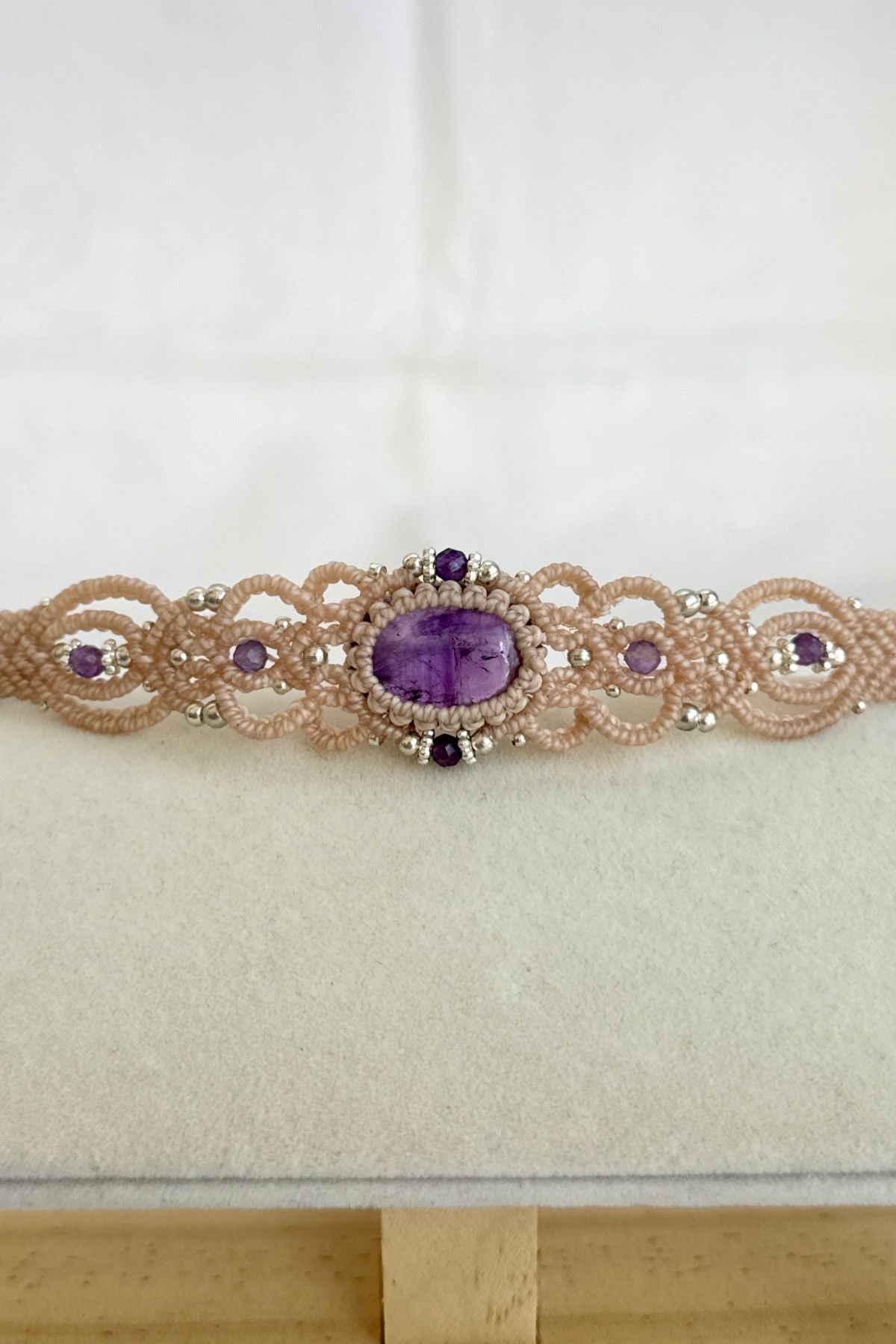 Handmade Amethyst Cuff Bracelet with Faceted Amethyst Accents