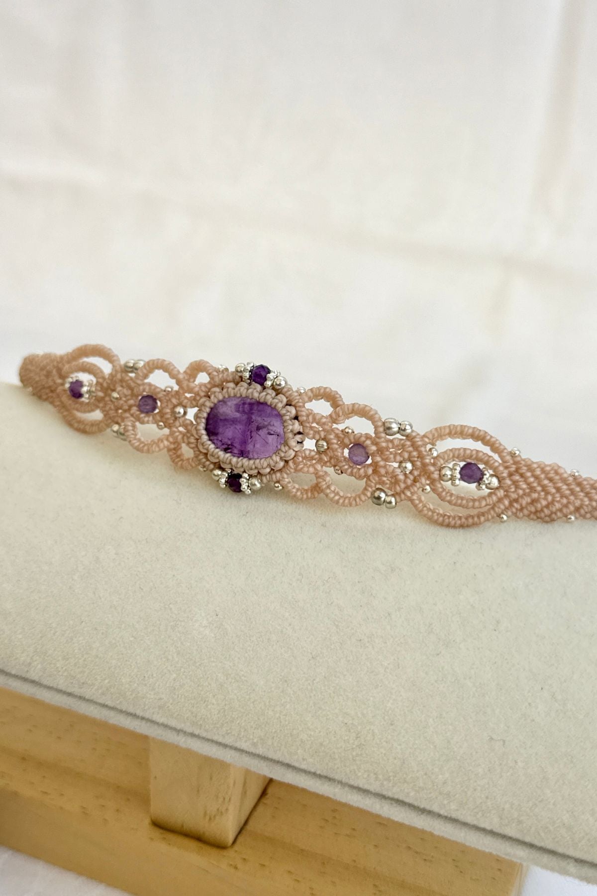 Handmade Amethyst Cuff Bracelet with Faceted Amethyst Accents
