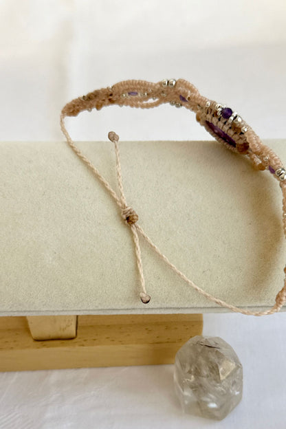 Handmade Amethyst Cuff Bracelet with Faceted Amethyst Accents