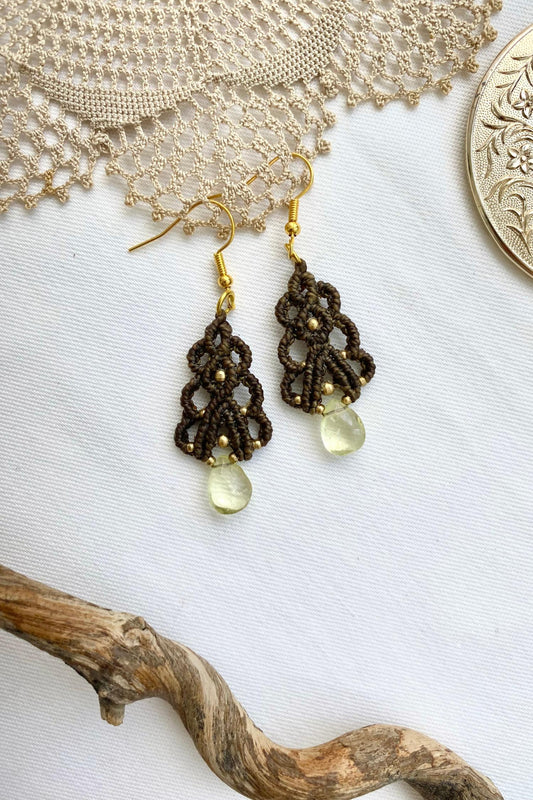 Handmade earrings featuring Lemon Quartz gemstones, designed with a unique and lightweight structure. Crafted with stainless steel hooks for durability and comfort.