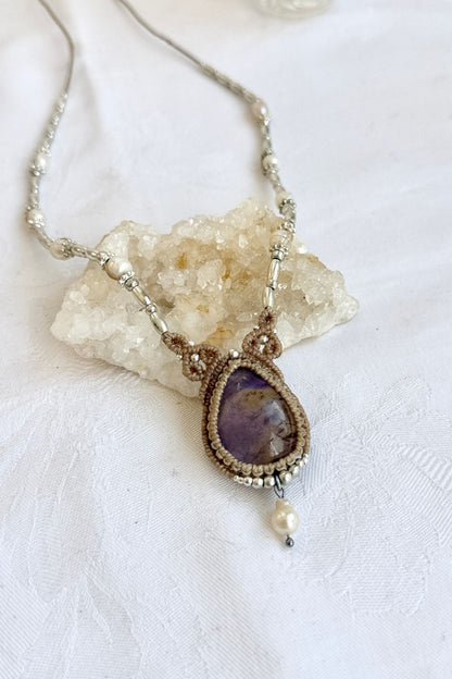 Handmade Ametrine Necklace with Freshwater Pearls
