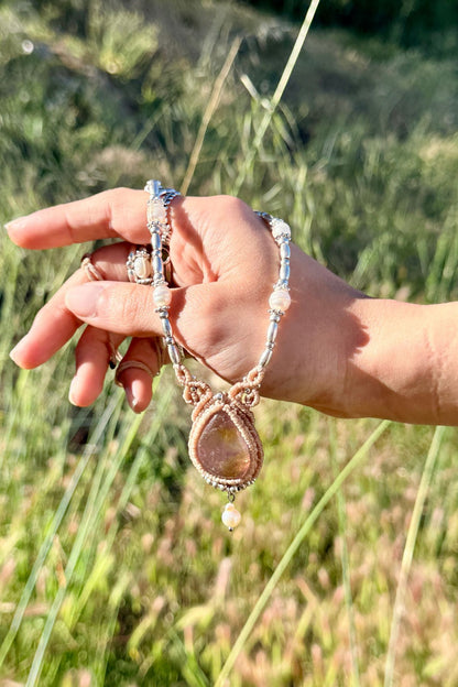 Handmade Ametrine Necklace with Freshwater Pearls