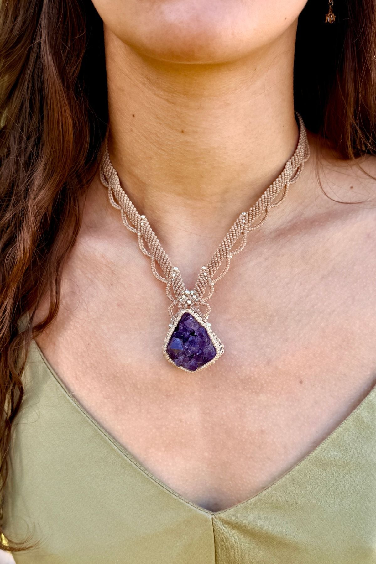 Handmade Amethyst Druzy Statement Necklace