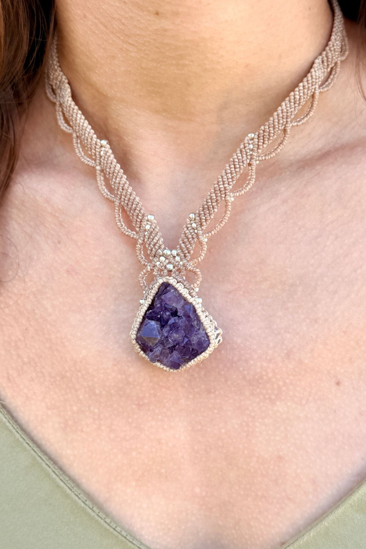 Handmade Amethyst Druzy Statement Necklace
