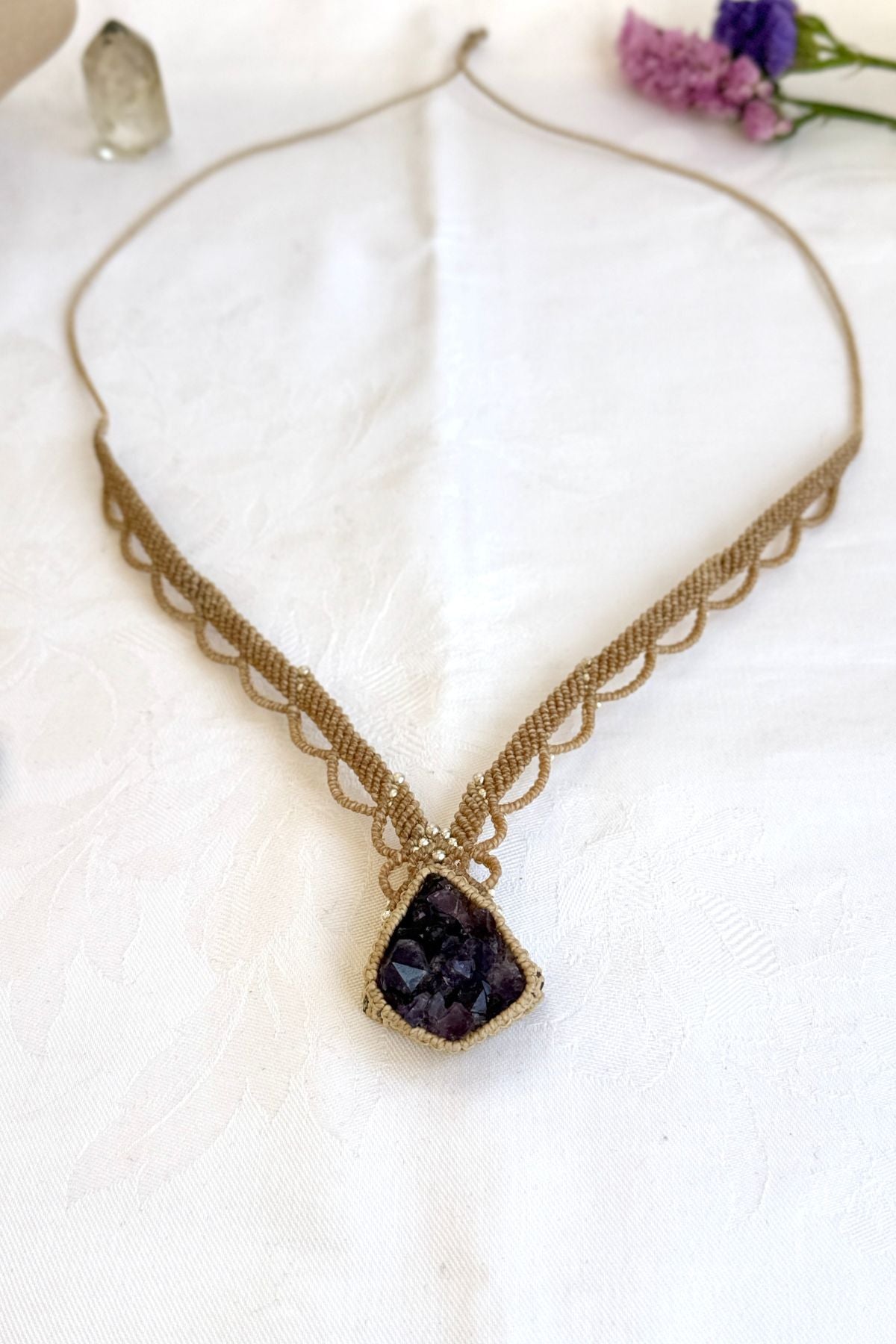 Handmade Amethyst Druzy Statement Necklace