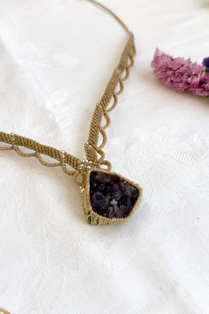 Handmade Amethyst Druzy Statement Necklace