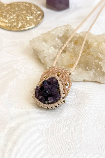Handmade Amethyst Druzy Pendant Necklace