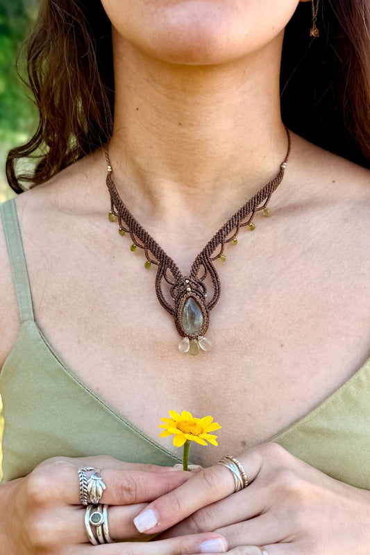 Handmade Prasiolite and Peridot Statement Necklace