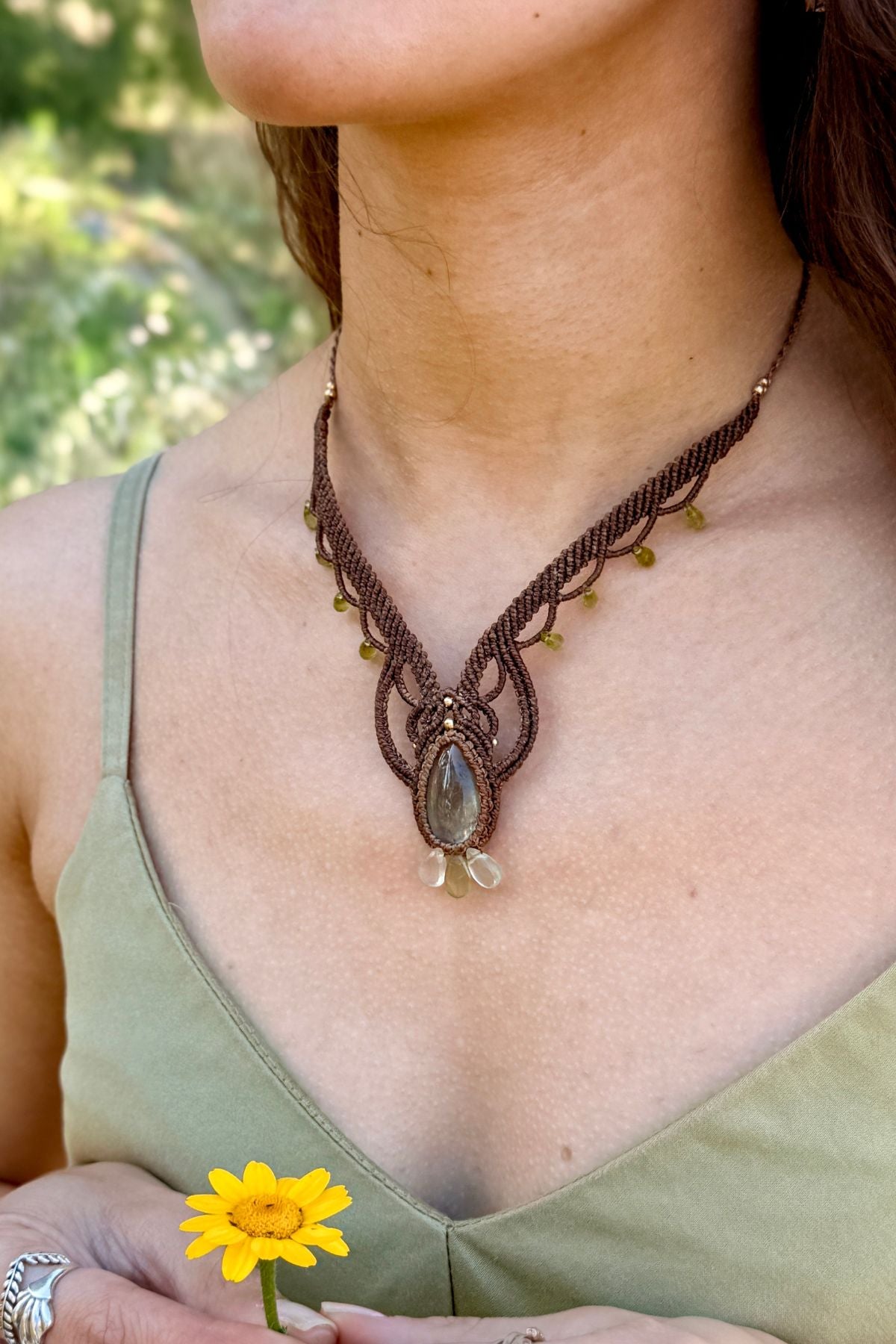 Handmade Prasiolite and Peridot Statement Necklace