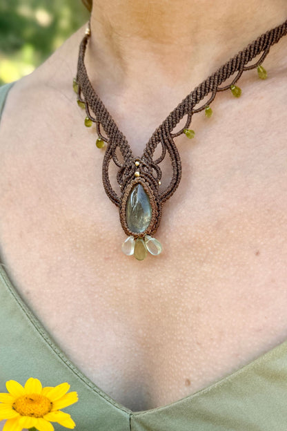 Handmade Prasiolite and Peridot Statement Necklace