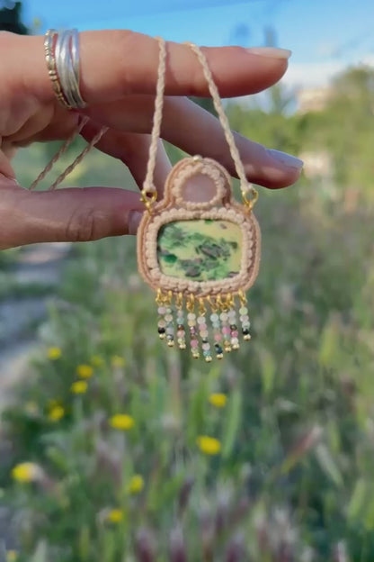 Handmade Ruby Fuchsite Statement Necklace with Rose Quartz and Multicolor Tourmaline Cascade