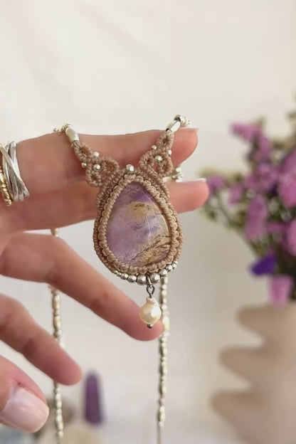 Handmade Ametrine Necklace with Freshwater Pearls