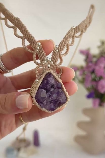 Handmade Amethyst Druzy Statement Necklace